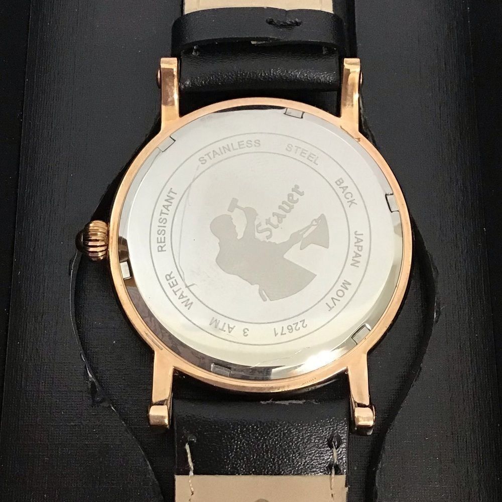 Stauer 22671 3ATM Stainless Steel Water Resistant Rose Gold Black Band Watch - Picture 4 of 10